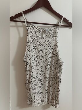 Old Navy Cream Tank Top with Black Dot Print